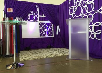 Quest Events Corporate Special Event Podium Scenic Staging GeoPanels Drape