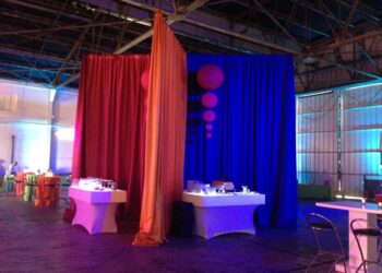 Quest Events Event Drapery Corporate Special Event Warehouse Buffet Scenic Design Decor Specialty Drape Chandeliers Furniture Spheres 1