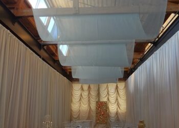 Quest Events Event Drapery Special Event Wedding Reception Ceremony Cocktail Hour Ceiling Treatment Specialty Drape
