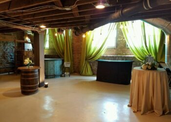 social event wedding drape treatment green winery rental quest events swag
